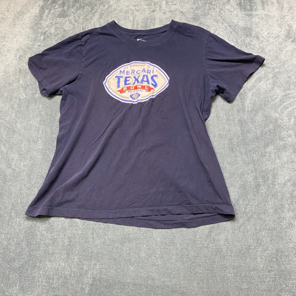 Nike Mercari Texas Bowl Football T-Shirt Mens Large Navy Blue Comfort Casual Tee